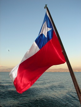 This photo of Chile's flag "at sea" was taken by photographer Luis Tapia from Santiago, Chile.